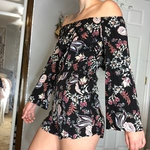 floral off the shoulder romper